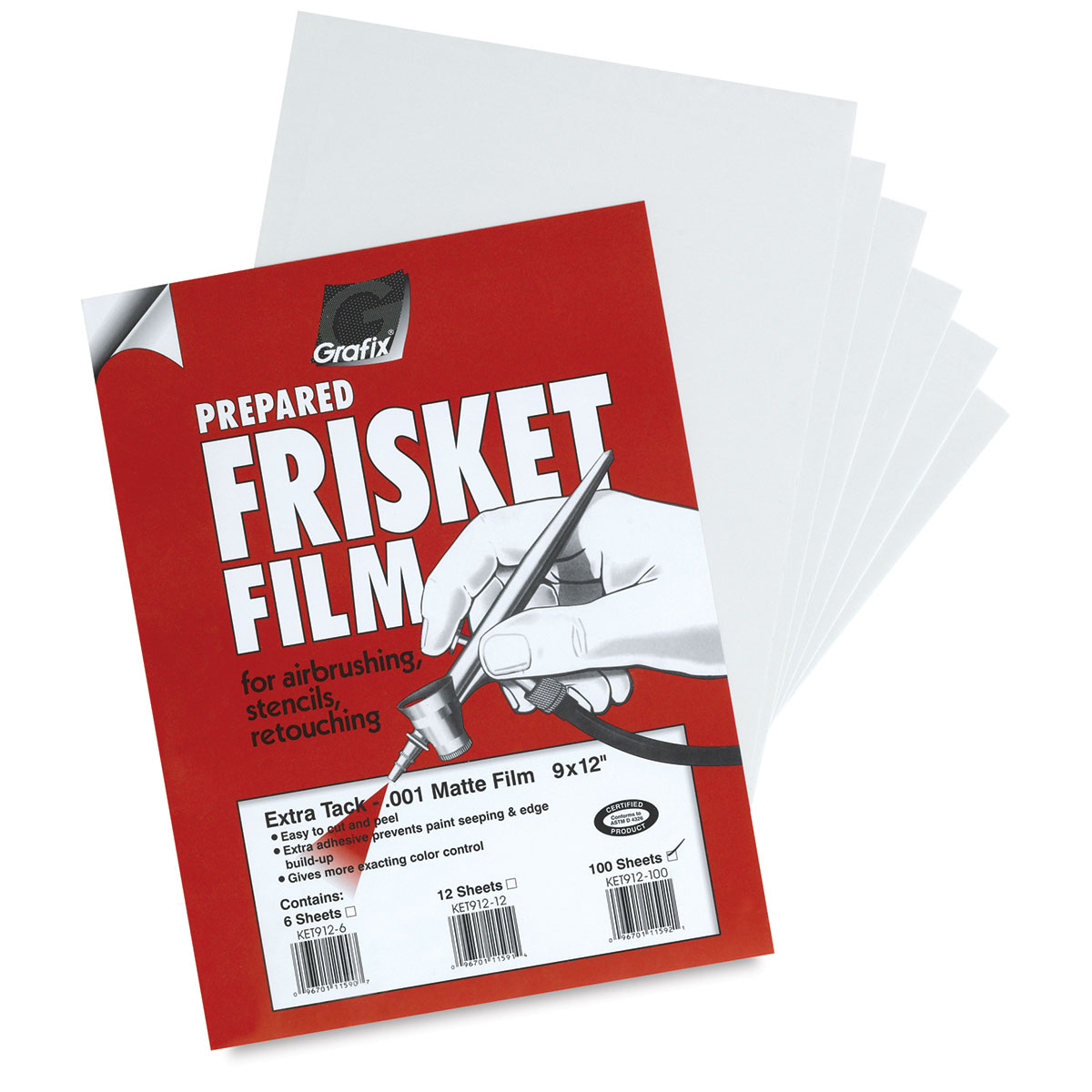 Grafix Frisket Film Pack - 100 Sheets, 9'' x 12'', Matte, Extra Tack